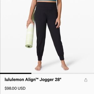 Lululemon Align Joggers Size 4 Black